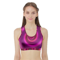 Pink Background Neon Neon Light Sports Bra With Border by Nexatart