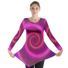 Pink Background Neon Neon Light Long Sleeve Tunic  by Nexatart