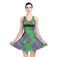 Fractal Spiral Swirl Pattern Reversible Skater Dress by Nexatart