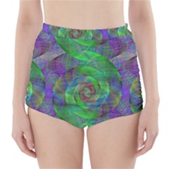 Fractal Spiral Swirl Pattern High-waisted Bikini Bottoms by Nexatart