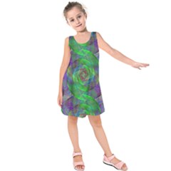 Fractal Spiral Swirl Pattern Kids  Sleeveless Dress by Nexatart