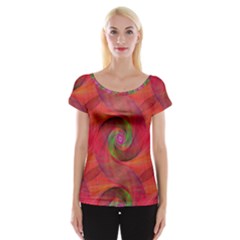 Red Spiral Swirl Pattern Seamless Cap Sleeve Tops by Nexatart