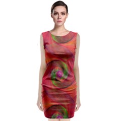 Red Spiral Swirl Pattern Seamless Classic Sleeveless Midi Dress by Nexatart