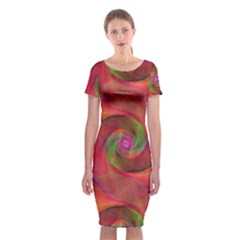 Red Spiral Swirl Pattern Seamless Classic Short Sleeve Midi Dress by Nexatart