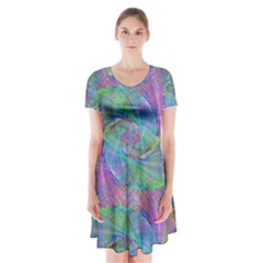 Spiral Pattern Swirl Pattern Short Sleeve V-neck Flare Dress by Nexatart