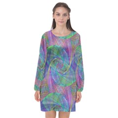 Spiral Pattern Swirl Pattern Long Sleeve Chiffon Shift Dress  by Nexatart