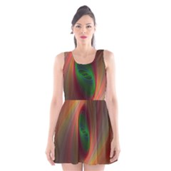 Ellipse Fractal Orange Background Scoop Neck Skater Dress by Nexatart