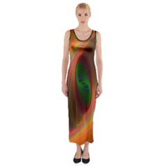 Ellipse Fractal Orange Background Fitted Maxi Dress by Nexatart