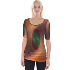 Ellipse Fractal Orange Background Wide Neckline Tee