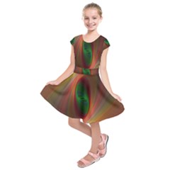 Ellipse Fractal Orange Background Kids  Short Sleeve Dress by Nexatart