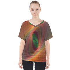 Ellipse Fractal Orange Background V-neck Dolman Drape Top by Nexatart