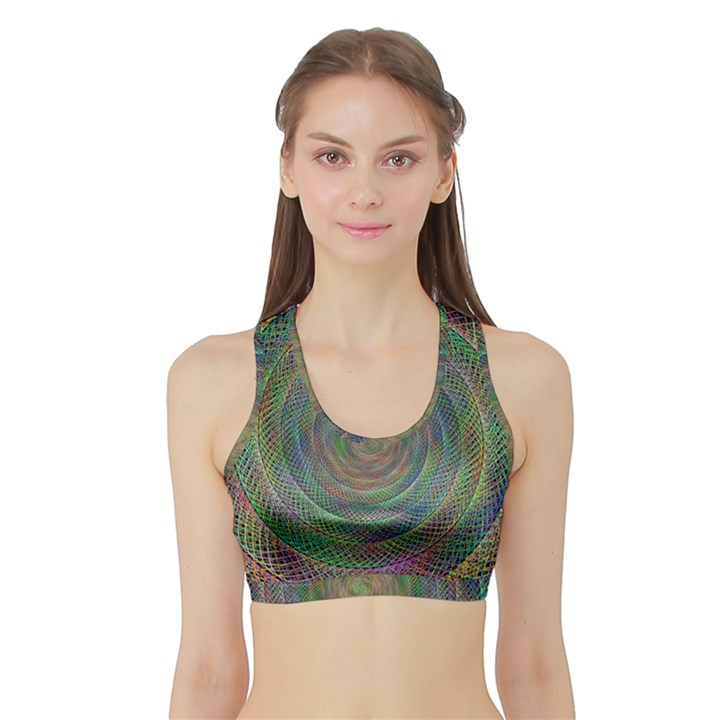 Spiral Spin Background Artwork Sports Bra with Border