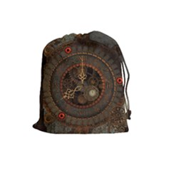 Steampunk, Awesome Clocks Drawstring Pouches (large)  by FantasyWorld7