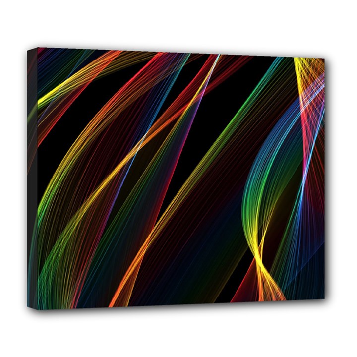 Rainbow Ribbons Deluxe Canvas 24  x 20  