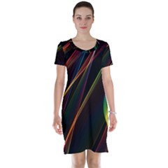 Rainbow Ribbons Short Sleeve Nightdress by Nexatart