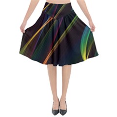 Rainbow Ribbons Flared Midi Skirt by Nexatart