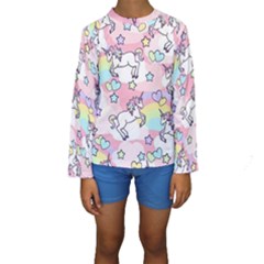 Unicorn Rainbow Kids  Long Sleeve Swimwear by Nexatart