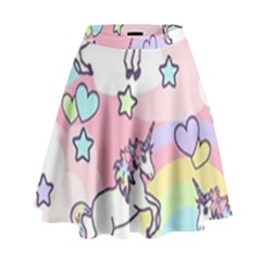 Unicorn Rainbow High Waist Skirt by Nexatart