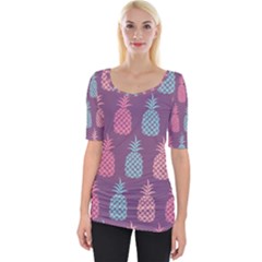 Pineapple Pattern Wide Neckline Tee