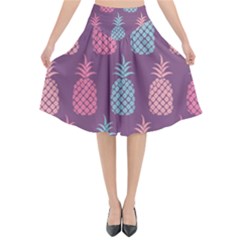 Pineapple Pattern Flared Midi Skirt