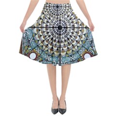 Stained Glass Window Library Of Congress Flared Midi Skirt