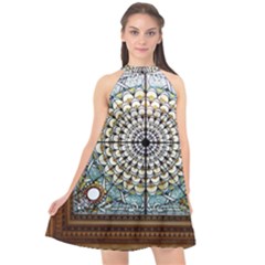 Stained Glass Window Library Of Congress Halter Neckline Chiffon Dress  by Nexatart