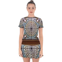 Stained Glass Window Library Of Congress Drop Hem Mini Chiffon Dress