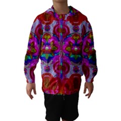 Fantasy   Florals  Pearls In Abstract Rainbows Hooded Wind Breaker (kids)