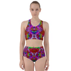 Fantasy   Florals  Pearls In Abstract Rainbows Racer Back Bikini Set