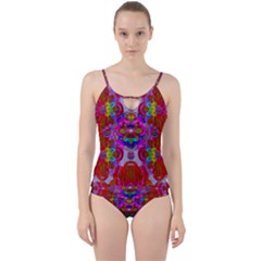 Fantasy   Florals  Pearls In Abstract Rainbows Cut Out Top Tankini Set