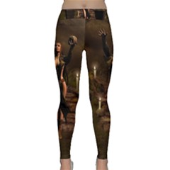 The Dark Side, Dark Fairy With Skulls In The Night Classic Yoga Leggings by FantasyWorld7