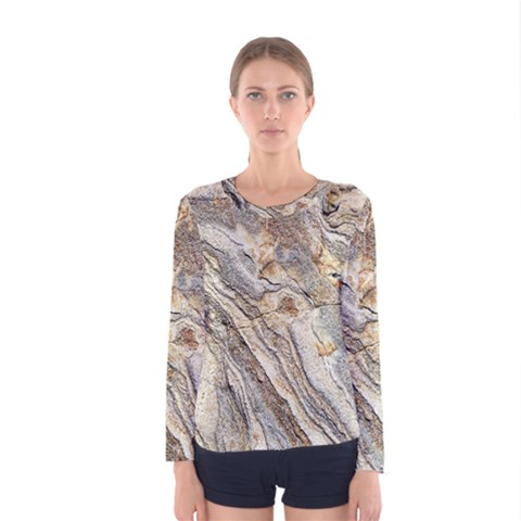 Background Structure Abstract Grain Marble Texture Women s Long Sleeve Tee by Nexatart