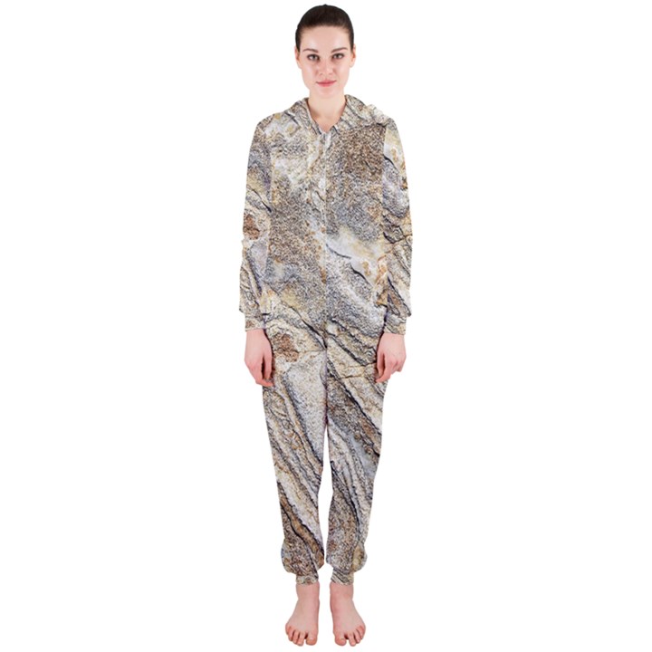 Background Structure Abstract Grain Marble Texture Hooded Jumpsuit (Ladies) 