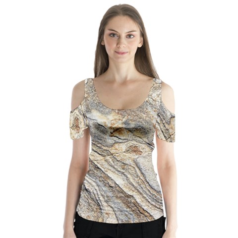 Background Structure Abstract Grain Marble Texture Butterfly Sleeve Cutout Tee  by Nexatart