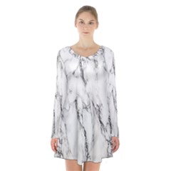 Marble Granite Pattern And Texture Long Sleeve Velvet V-neck Dress by Nexatart