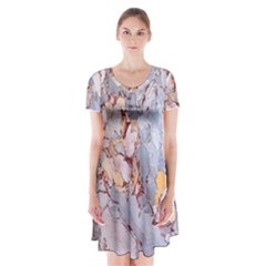 Marble Pattern Short Sleeve V-neck Flare Dress by Nexatart