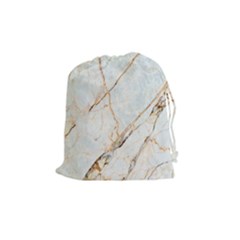 Marble Texture White Pattern Surface Effect Drawstring Pouches (medium)  by Nexatart