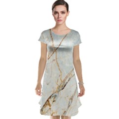 Marble Texture White Pattern Surface Effect Cap Sleeve Nightdress by Nexatart