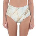 Marble Texture White Pattern Surface Effect Reversible High-Waist Bikini Bottoms View1