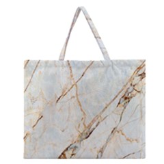 Marble Texture White Pattern Surface Effect Zipper Large Tote Bag by Nexatart