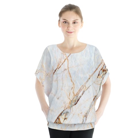 Marble Texture White Pattern Surface Effect Blouse by Nexatart