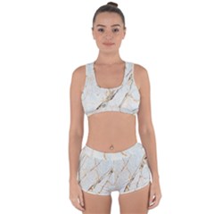 Marble Texture White Pattern Surface Effect Racerback Boyleg Bikini Set by Nexatart