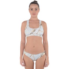 Marble Texture White Pattern Surface Effect Cross Back Hipster Bikini Set by Nexatart