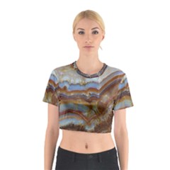 Wall Marble Pattern Texture Cotton Crop Top by Nexatart