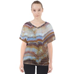 Wall Marble Pattern Texture V-neck Dolman Drape Top