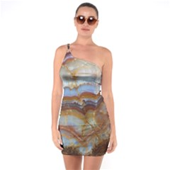 Wall Marble Pattern Texture One Soulder Bodycon Dress by Nexatart