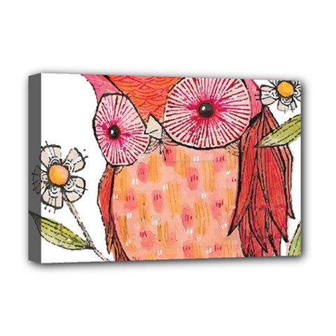 Summer Colourful Owl T Shirt Deluxe Canvas 18  X 12   by AmeeaDesign