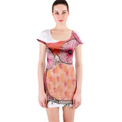 Summer Colourful Owl T Shirt Short Sleeve Bodycon Dress by AmeeaDesign