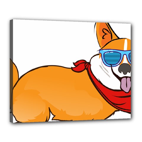 Corgi With Sunglasses And Scarf T Shirt Canvas 20  X 16  by AmeeaDesign