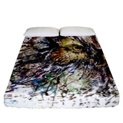 Angry And Colourful Owl T Shirt Fitted Sheet (california King Size) by AmeeaDesign